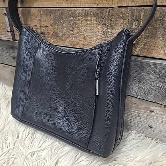 The SAK Brook Black Pebbled Leather Hobo Shoulder Bag Purse - Picture 3 of 11